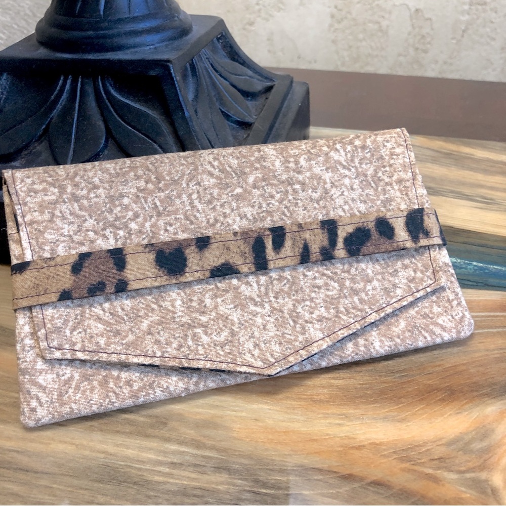 Animal Print Cash Envelope/Receipt holder Fabric Handmade Wallet